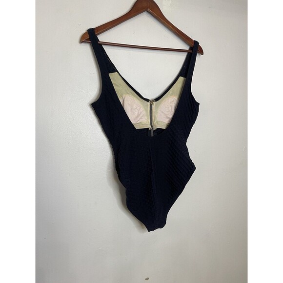 Sessa Swimsuit Womens Large Navy Blue Bathing Swim One Piece Textured Vintage - Picture 6 of 9